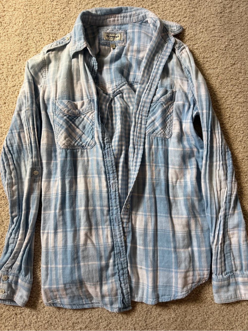 Express women’s boyfriend flannel button up